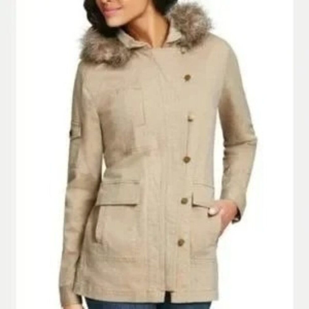 Cabi Khaki Lightweight Hooded‎ Utility Jacket Style 110 Women's Size L